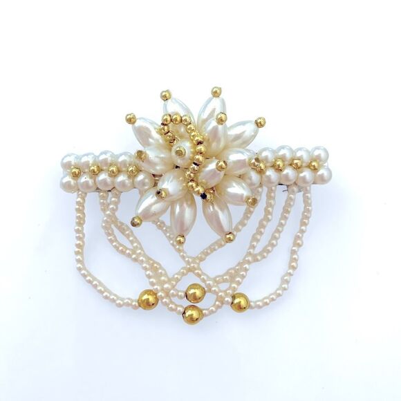 Vintage Pearl Hair Barrette - Picture 1 of 3